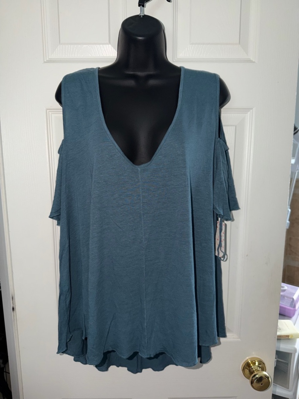 Free People Womens Bittersweet Linen Blend Cold Shoulder Casual Top